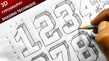 How To Shade 3D Numerics Typography | Pencil Drawing [Tabrez Arts]