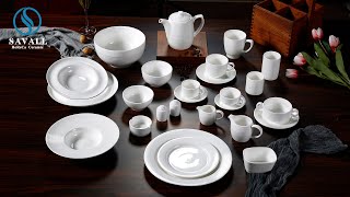Savall 32pc White Bone China Tableware Sets For Hotel Restaurant