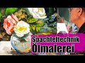 Ölmalerei Spachteltechnik Malspachtel und Pinsel malen mit Ölfarben Painting- pallet knife