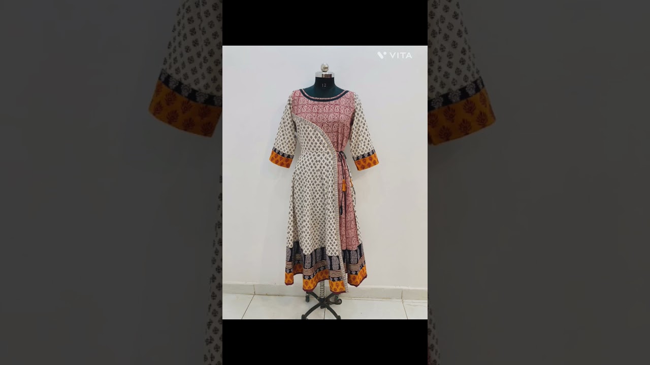 Bagh print designer angrakha frocks Size XL & XXL (adjustable) 