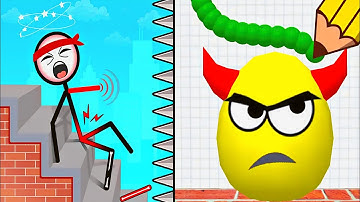 Draw To Smash: Logic puzzle vs Ragdoll Break: Kick Master | Hard Levels | Satisfying ASMR Gameplay