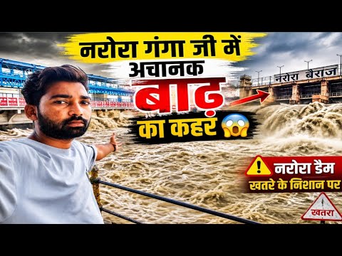 नरौरा गंगा जी फिर से अचानक बाढ़ का कहर 😲 नरौरा डैम खतरे के निशान पर 🌊 ll Narora Ganga ji 
