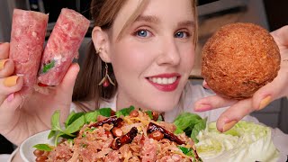 Spicy Crunchy Addictive Thai Crispy Rice Salad The Ultimate Yum Nem Khao Thod Mukbang