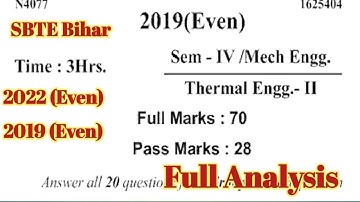 !! Thermal Engg.-2 !4th semester Mechaanical !! Sbte Bihar !! 2019!! 2022!! previous year question