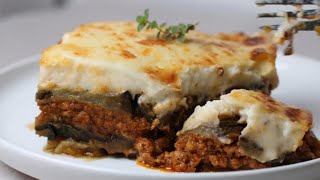 I prepare this delicious Greek Moussaka recipe with baked eggplant every week