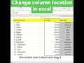 change column position in excel #excel #exceltips #exceltricks