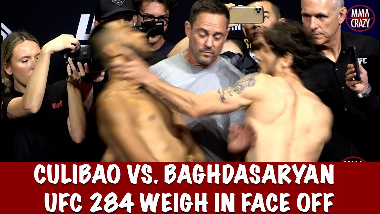 Joshua Culibao and Melsik Baghdasaryan get into it at UFC 284 weigh in Face Off