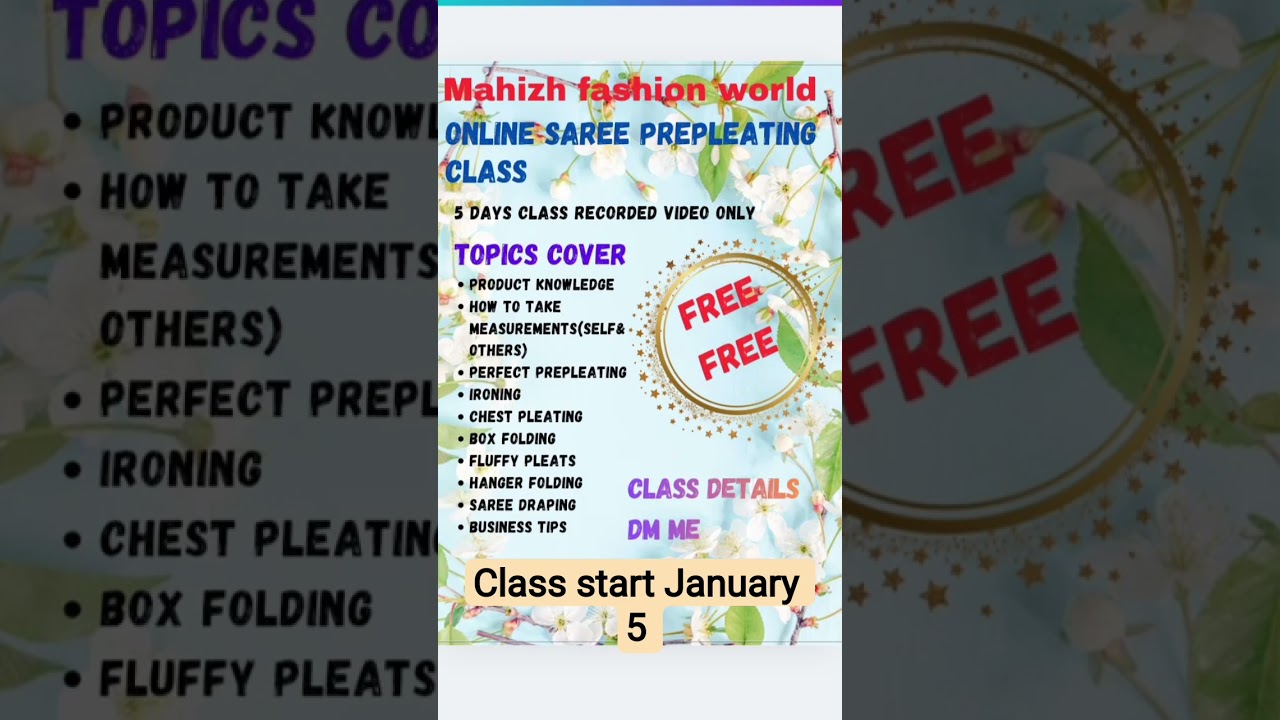 free online saree prepleating class 