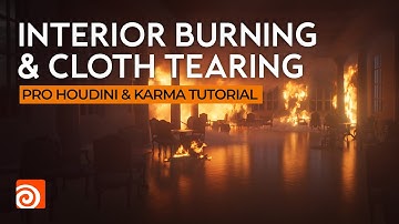Interior Burning & Cloth Tearing Free Houdini & Karma Tutorial (Free Houdini project)