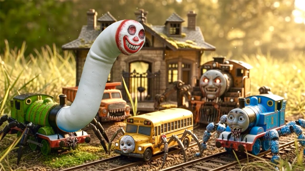 Hunting Creepy Thomas the Train Cleaning Toys, Spiderlegs, Bus Eater
