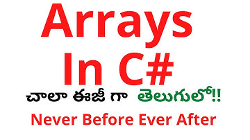 #11 C# Arrays in Telugu | C# Tutorial for beginners in Telugu| Arrays C# in Telugu| Arrays C# Telugu