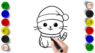 Kitty Painting & Coloring Page Marker Pen For Kids & Toddlers Child Art