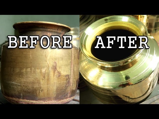 Polishing brass pot, How to Polish a Brass Pot, Brass Vessel