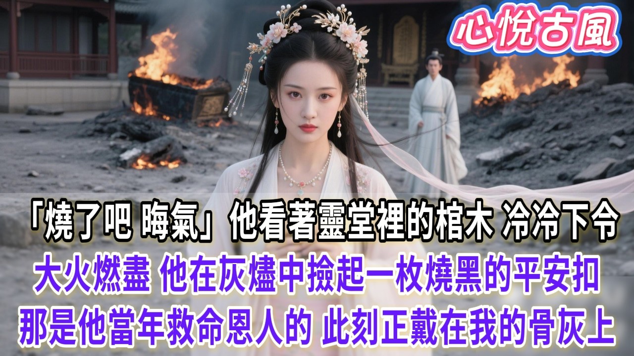 【一口氣看完】「燒了吧，晦氣。」他看著靈堂裡的棺木，冷冷下令。大火燃盡，他在灰燼中撿起一枚燒黑的平安扣，那是他當年親手刻給救命恩人的，此刻正戴在我的骨灰上。#古言#小説#古風#故事#爽文#大女主#完結