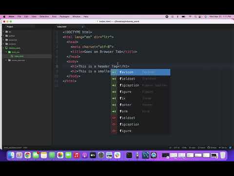 Creating a .html file in atom, explanation of html and style tags