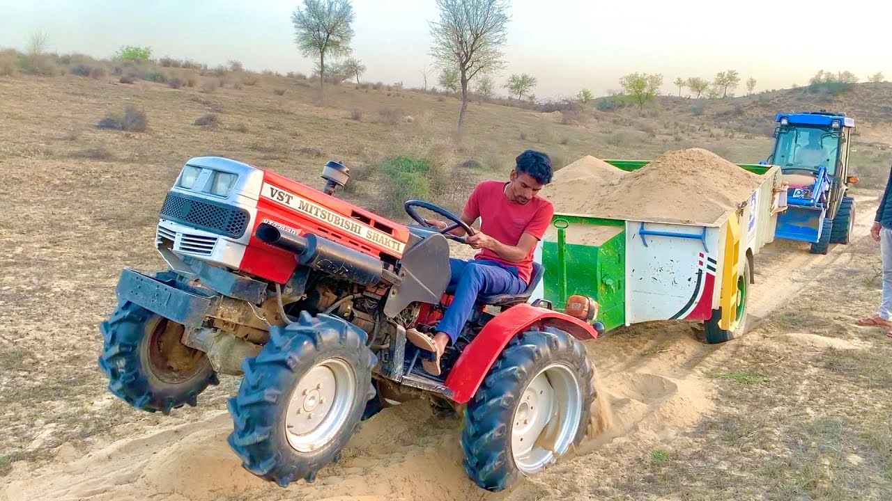 VST Shakti VT 224 1D Ajai 4Wd Loading Trolley with Stuck pulling Solis 24 Mini Tractor Loader