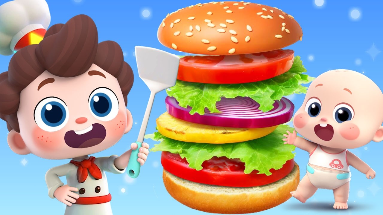 10 Sayur dan Buah Jadi Burger🍔 | Lagu Burger | Lagu Anak-anak | Ayo ! Neo | BabyBus Bahasa Indonesia