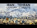 Tehran driving tour in luxury streets snowing day winter 2023 iran