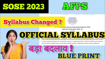 class 9th sose AFPS official syllabus, exam pattern, selection process 2023#sosesyllabus#sose_2023