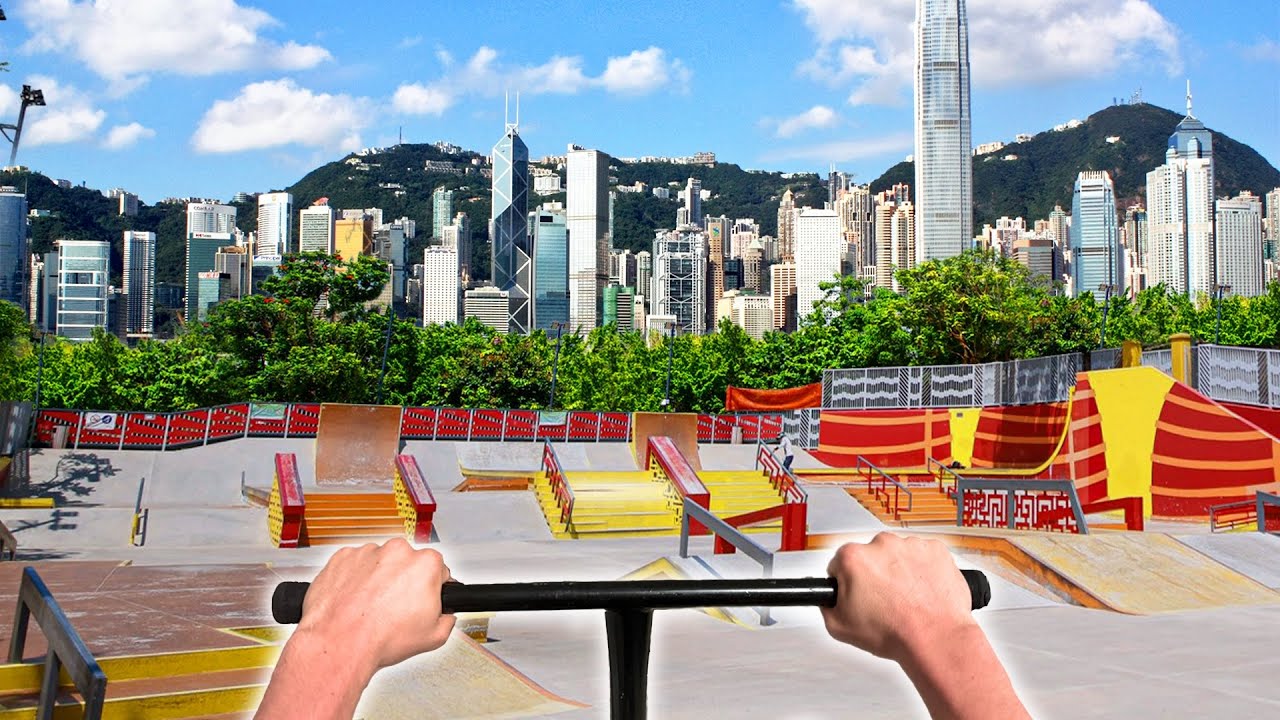 КАТАЮСЬ В ЛУЧШИХ СКЕЙТПАРКАХ ГОНКОНГА | ОТ ПЕРВОГО ЛИЦА | GoPro scooter HongKong 