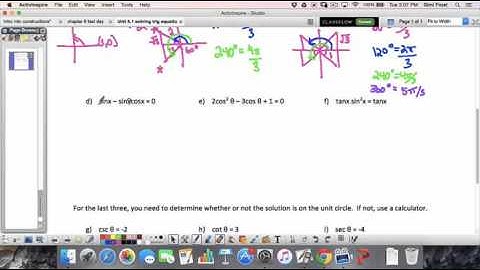 5.1 solving trig equations part 1
