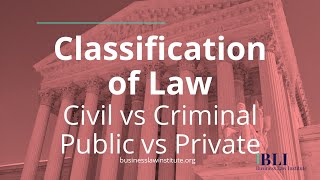 Classification of Law - Criminal vs Civil Law and Public vs Private Law