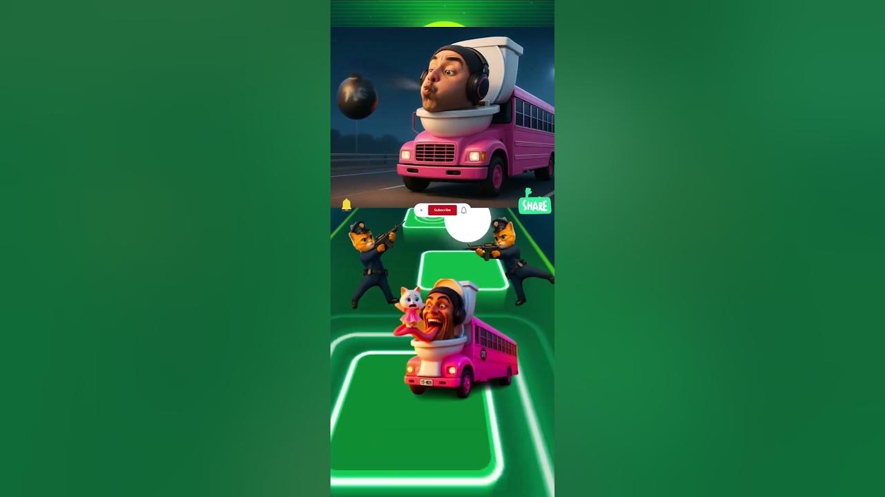 School Bus Skibidi Toilet 🆚 The Kitten 🐈💃🏻 Coffin Dance 🎮 Tiles Hop #shorts #tileshop #shortsfeed
