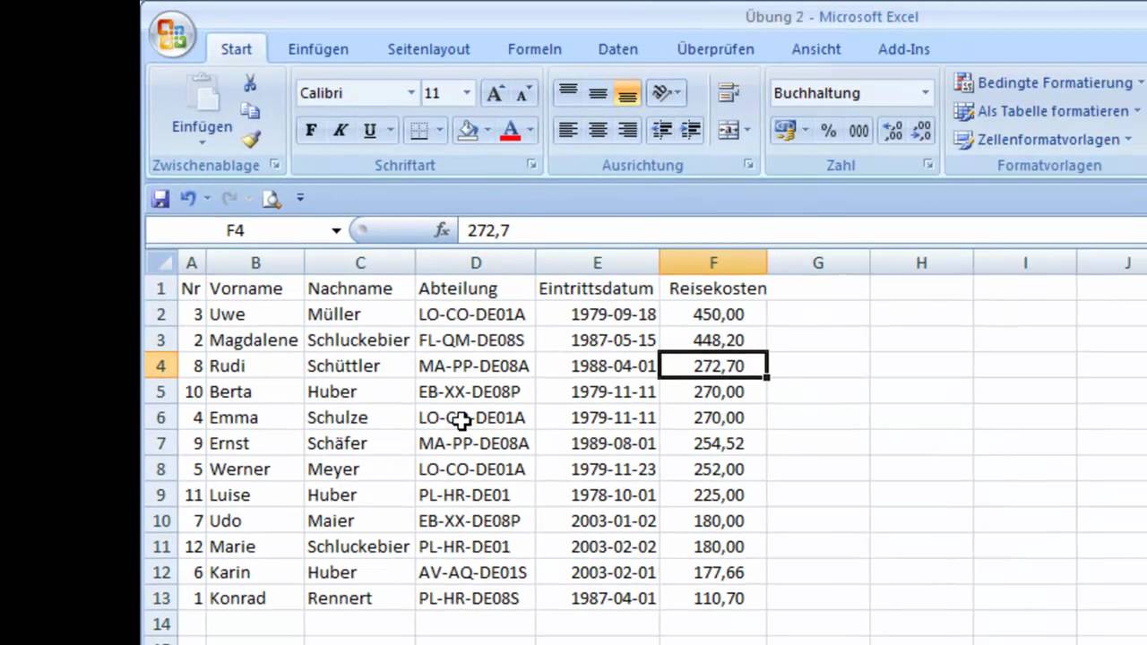 Sortierung von Excel Listen YouTube