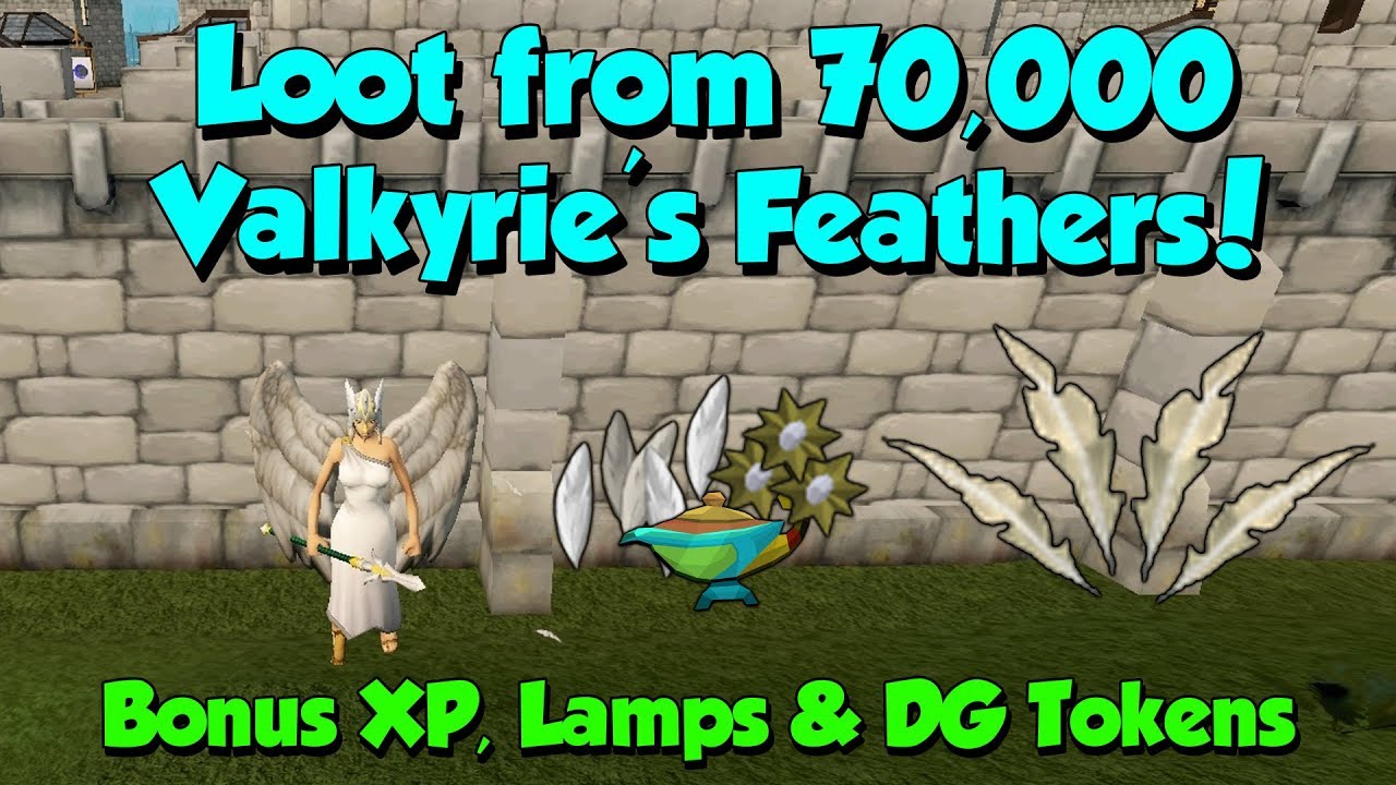 Loot from 70,000 Valkyrie Feathers [Runescape 3] BXP, XP, Silverhawks