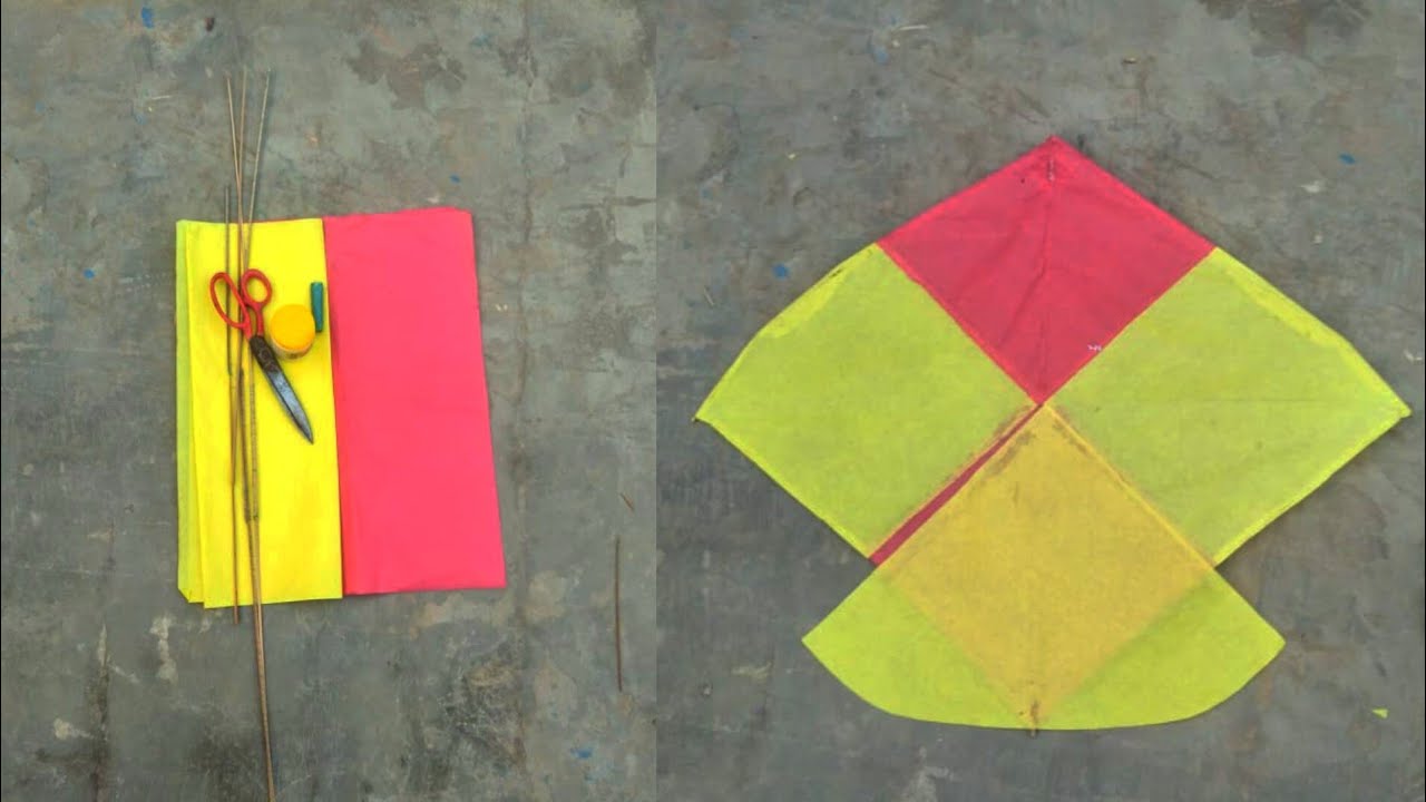 (1Tawa) How To Make A Kite With Plastic Bag & Broom Sticks | Kite banane ka Asan tarika