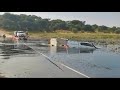 River crossing in botswana nearly ends in disaster for one lucky toyota hilux owner