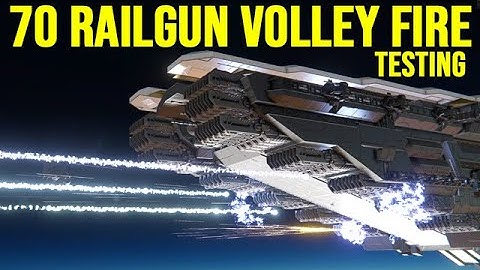 70 RAILGUNS VOLLEY FIRE TESTING - Space Engineers