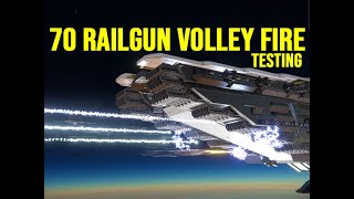 70 RAILGUNS VOLLEY FIRE TESTING  Space Engineers
