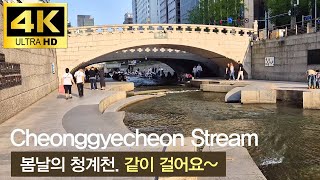 봄날 청계천 산책 Cheonggyecheon Stream, Seoul city Korea walking tour