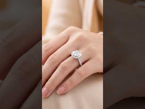 Round Halo CZ Ring in Platinum-Plated Sterling Silver | Eudora Jewelry