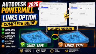 Autodesk PowerMill 2017 Tutorial: Link and Skim, Select Safe Option | Drilling Toolpath