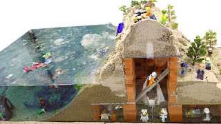 LEGO DAM BREACH EXPERIMENT - LEGO SECRET UNDERGROUND BASE INTO DAM COLLAPSE AFTER DOUBLE FLOOD