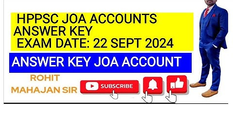 HPPSC JOA ACCOUNTS 2024 |Full Answer Key ||EXAM DATE: 22 SEPT 2024