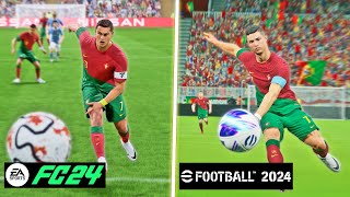 EA SPORTS FC 24 vs eFootball 2024 - Shooting Comparison | Long Shots, Trivela, Finesse Shots, Volley