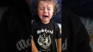 Baby gets scared of his Motorhead t-shirt