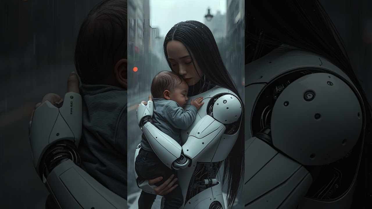 Robot Mother Hugging Baby in the Rain 🌧️🤖 | Emotional AI Story 
