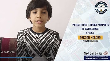 FASTEST TO RECITE ALL FRENCH ALPHABETS IN REVERSE ORDER BY A KID