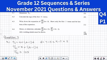 Grade 12 Sequences & Series November 2021 Past Exam Paper Memo [ Q4 P1 DBE ]