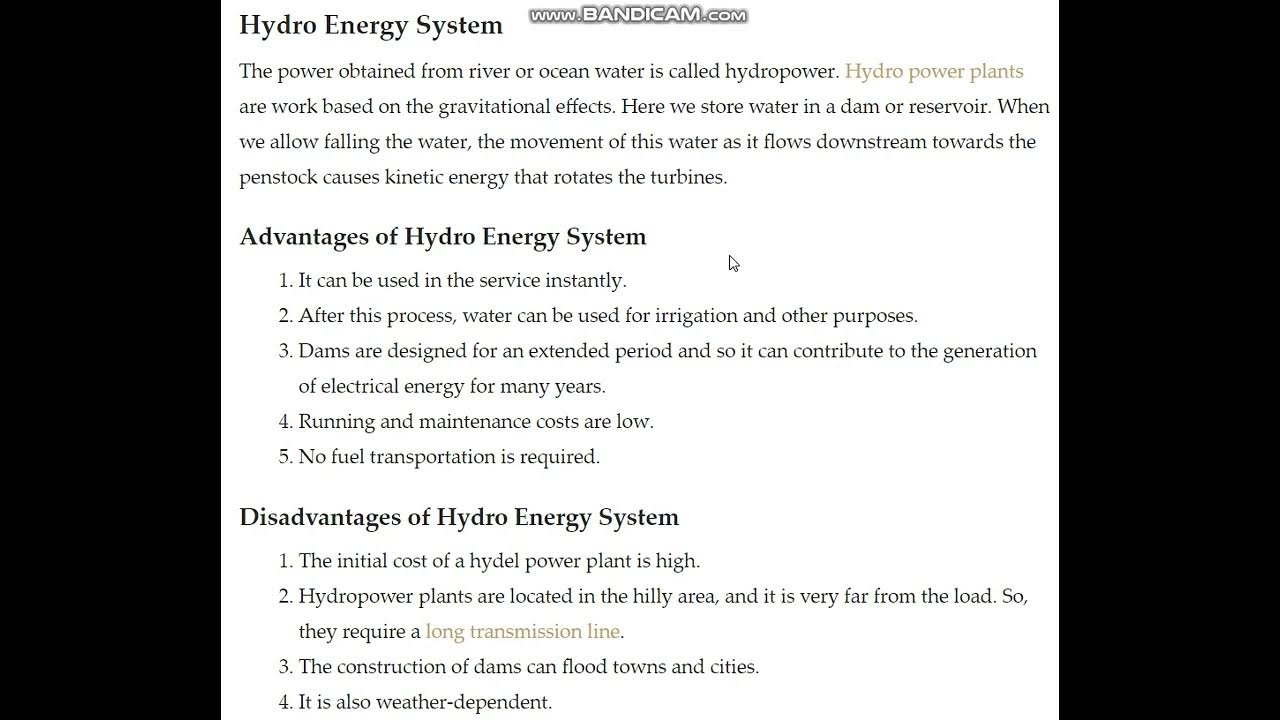 HYDRO ENERGY ADVANTAGES AND DISADVANTAGES YouTube