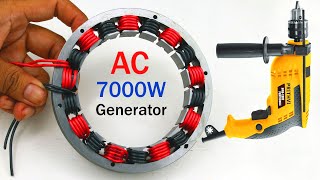 Wow..AC Electricity 230V Free Home Making Fan Capacitor Magnet Transformer Simple Generator
