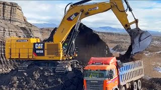 Huge Excavator Caterpillar 6015B  Loading Mercedes & Construction Trucks  -  Sotiriadis Mining