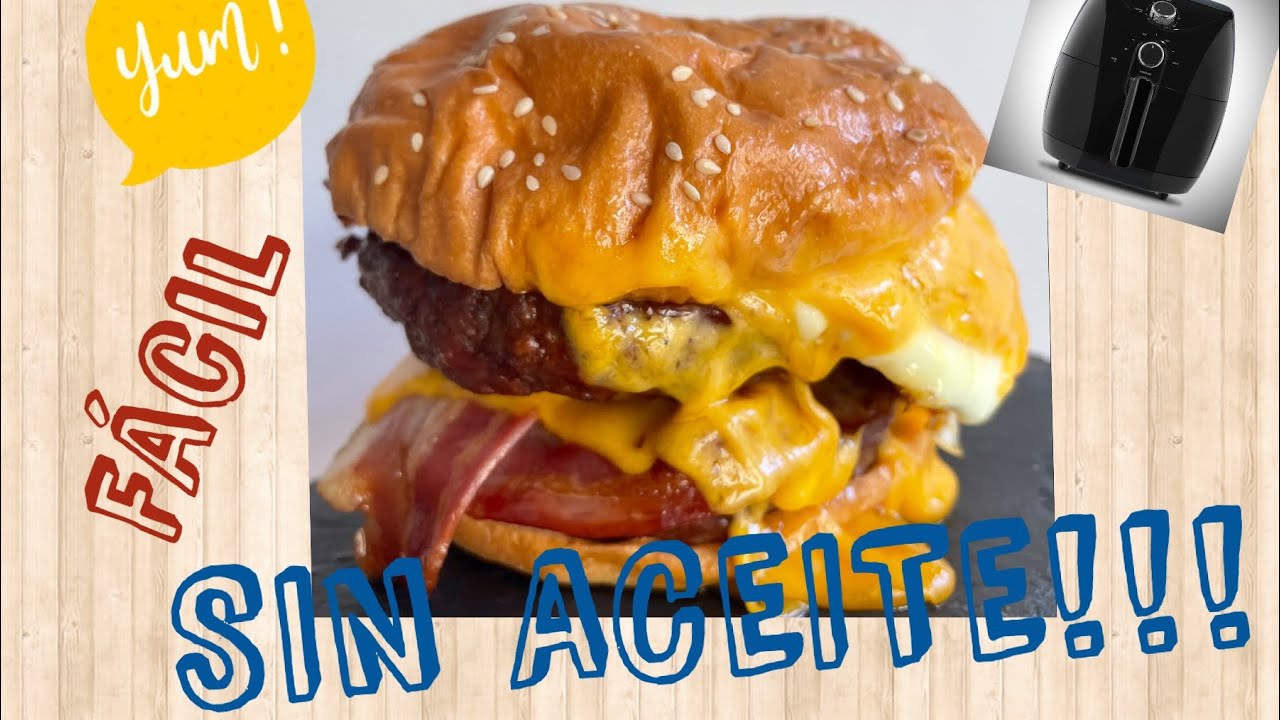 HAMBURGUESA 🍔 FACILISIMA EN FREIDORA DE AIRE Sin aceite