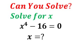 Nice Algebra Equation Problem | x^4 - 16 =0 | Solve for x