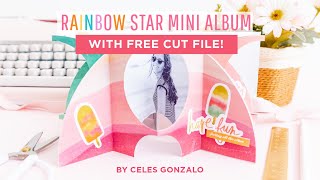 Rainbow Star Pop Up Mini Album with Celes from @guiademanualidades3755 (FREE CUT FILE IN DESCRIPTION!)