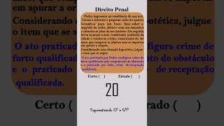 QUESTÃO Furto Direito Penal #concursopublico #códigopenal #quiz #investigacaocriminal